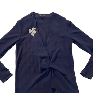 Navy Blue TopShop Blouse